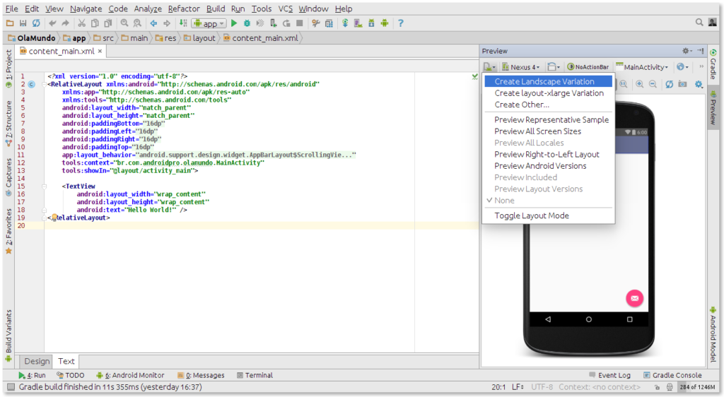 android-studio-layout-preview-variacoes